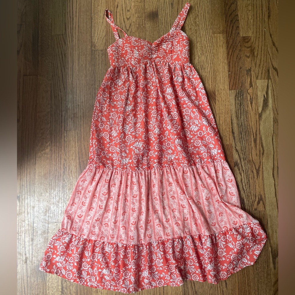 Floral Red and White Maxi Dress